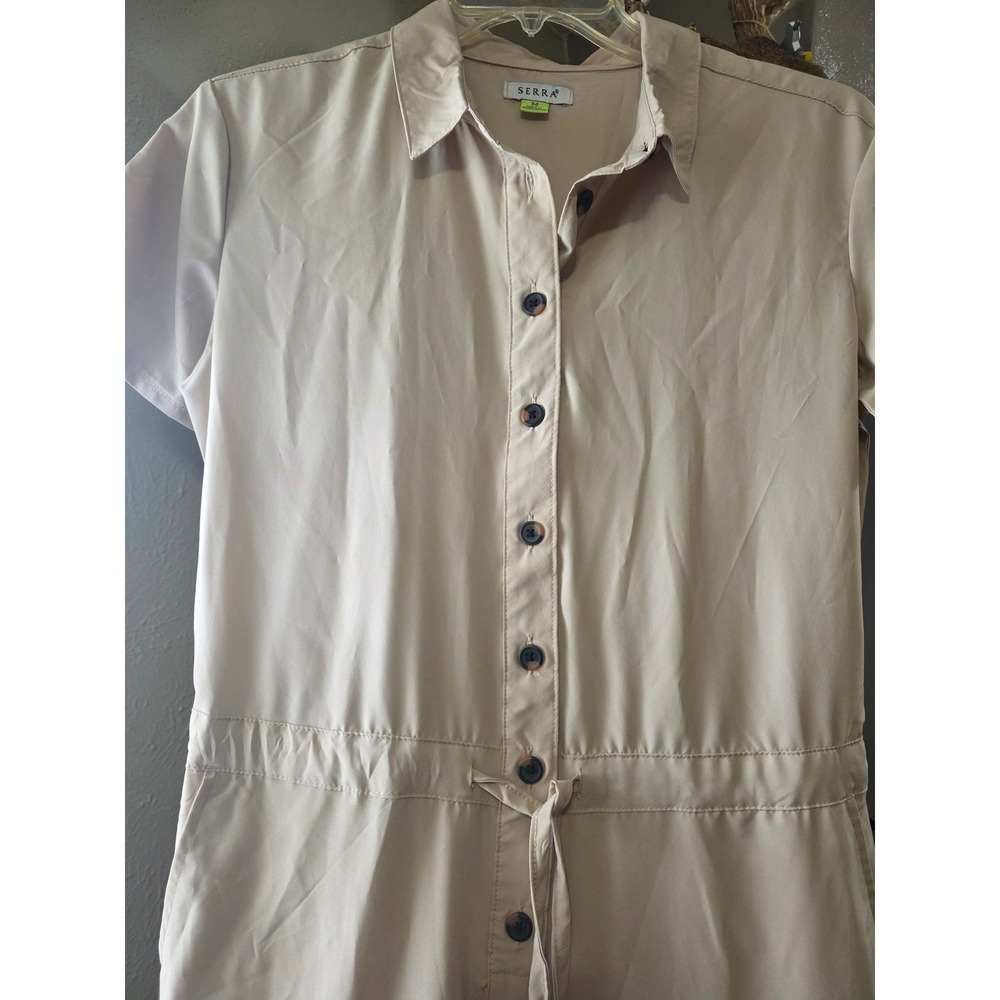 Serra Womens Short Sleeve Utility Jumpsuit Tan Beige Size M lightweight casual